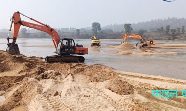बल्हौंड़  सोन नदी में अवैध तरीके से वंशिका ग्रुप का तांडव,   जानकर भी अनजान बना जिम्मेदार प्रशासन