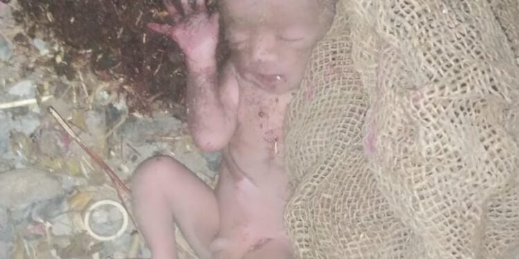 कचड़ेदान में रोता हुआ बोरी में लिपटा शिशु मिला, गांव में हड़कम्प