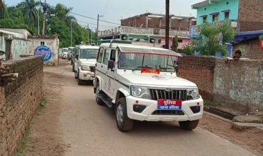 नगर निकाय चुनाव में  शान्ति व्यवस्था को लेकर निकला गया फ़्लैग मार्च