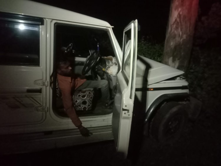 बोलेरो पेड़ से टकराई, चालक सहित दो जख्मी