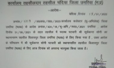 आखिरकार भारमुक्त हुए चंदिया पटवारी
