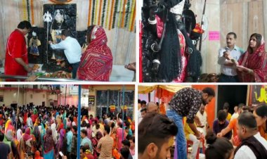 चैत्र नवरात्र :  कलेक्टर ने सपत्निक माता बिरासिनी की आराधना की,   लगभग 20 हजार जवारा कलश स्थापना की सम्भावना