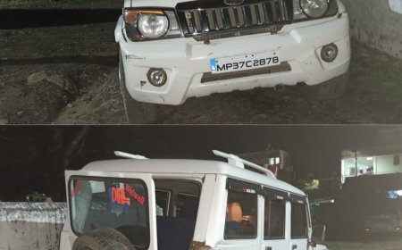 डायल 100 को ट्रेलर ने मारी ठोकर, डायल हंड्रेड हुई डैमेज