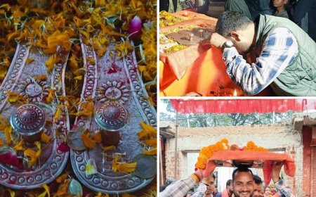श्रीलंका से अयोध्या जा रही भगवान श्रीराम चरण पादुका का सभी भक्तों ने किया दर्शन,  महा आरती कर किया अभिवादन