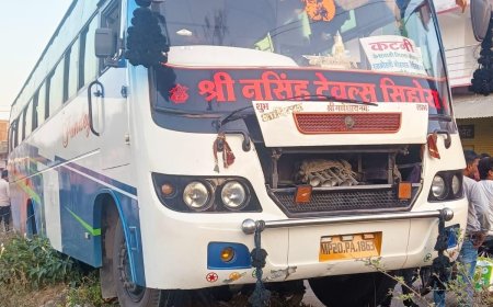 बस से तकरार हुई बाईक की ,  बाईक सवार हुआ घायल