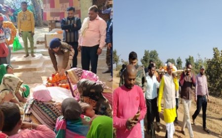 सुप्रसिद्ध चित्रकार पद्मश्री जोधइया बाई के अग्नि संस्कार में शामिल हुए कलेक्टर एसपी