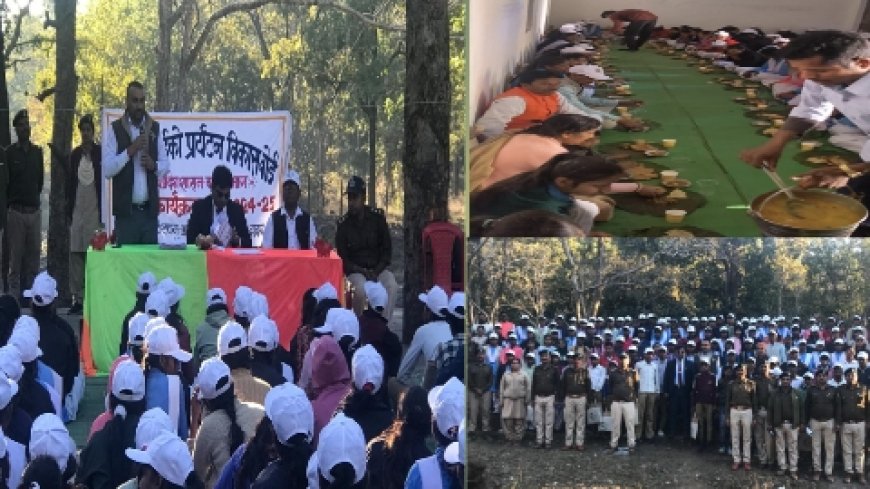 हरे-भरे पेड़ों के बीच दोना-पत्तल में बच्चों ने किया भोजन, अमोलखोह में सम्पन्न हुआ अनुभूति कार्यक्रम