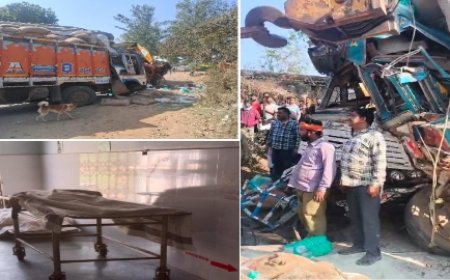 भीषण सड़क हादसे में दो ट्रक भिड़े,  तीन महिला समेत चार  की मृत्यु,  एक गंभीर