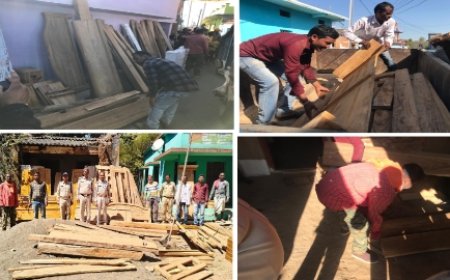 बड़ी मात्रा में अवैध इमारती लकड़ी सागौन जपत