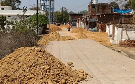 एसडीओ पीडबल्यूडी  के लाख मना करने के बाद भी नहीं मान रहे ठेकेदार, सड़क साइड पट्टी में भर रहे मुरुम की जगह मिट्टी