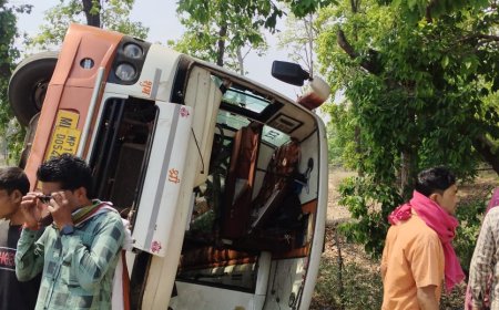 बरूवा नाला के पास बस पलटी, आधे दर्जन से अधिक घायल