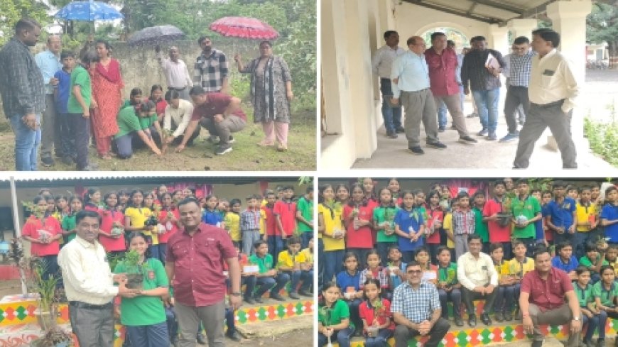 केन्द्रीय विद्यालय परिसर में कलेक्टर ने बच्चो के साथ किया पौधरोपण