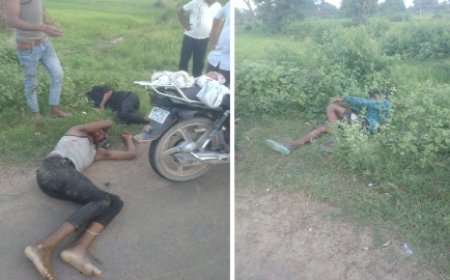 हादसे का शिकार हुए बाइक सवार, शिक्षक ने की मानवता की मिशाल पेश