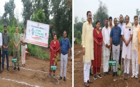 नगर वन में कमिश्नर, कलेक्टर सहित अन्य अधिकारियों ने किया पौधरोपण