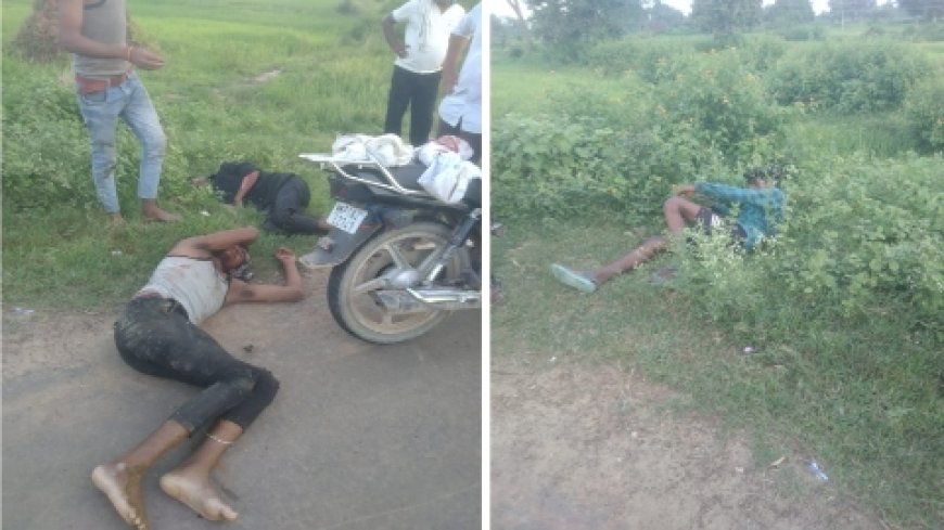 हादसे का शिकार हुए बाइक सवार, शिक्षक ने की मानवता की मिशाल पेश