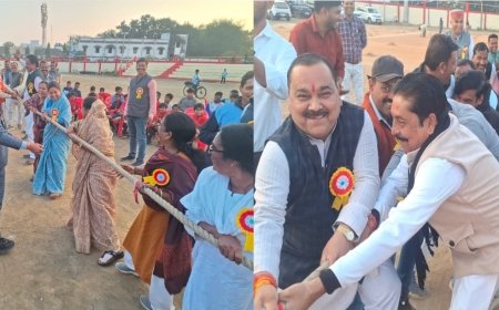 सांसद खेल महोत्सव में सांसद और भाजपा जिलाध्यक्ष ने की रस्साकसी, हरी झंडी दिखाकर किया शुभारंभ