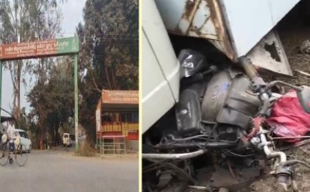 भीषण सड़क हादसे में बाईक सवार गंभीर