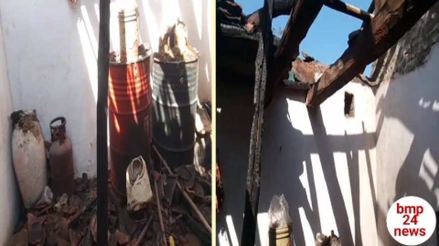 घर में भीषण आग लगने से लाखों का सामान जलकर खाक