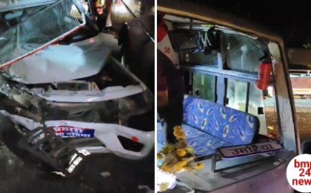 बस और बोलेरो में हुई टक्कर, बोलेरो में सवार हुए घायल