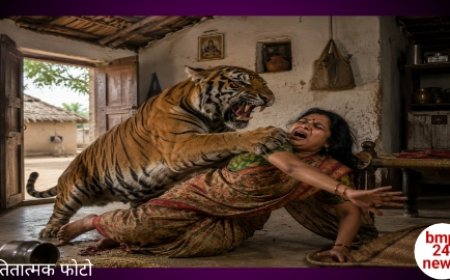 बाघ ने घर में घुस किया महिला पर अटैक, महिला की मौत, दो अन्य घायल