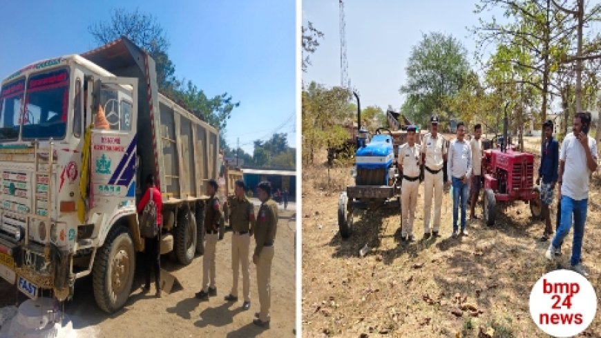 खनन माफियाओं पर प्रशासन का प्रहार,  अवैध परिवहन कर रहे दो वाहन जप्त