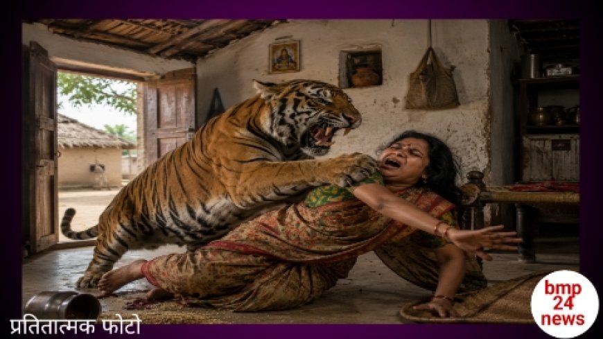 बाघ ने घर में घुस किया महिला पर अटैक, महिला की मौत, दो अन्य घायल