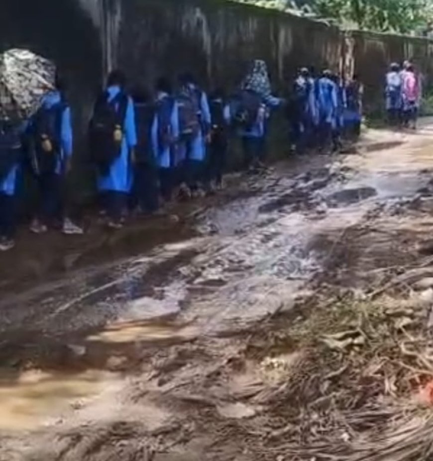 बदहाल सड़क से गुजरने को मजबूर कस्तूरबा छात्रावास की छात्राएं