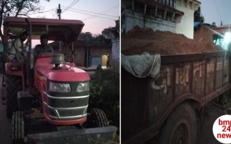 अवैध रेत से भरा ट्रैक्टर जप्त